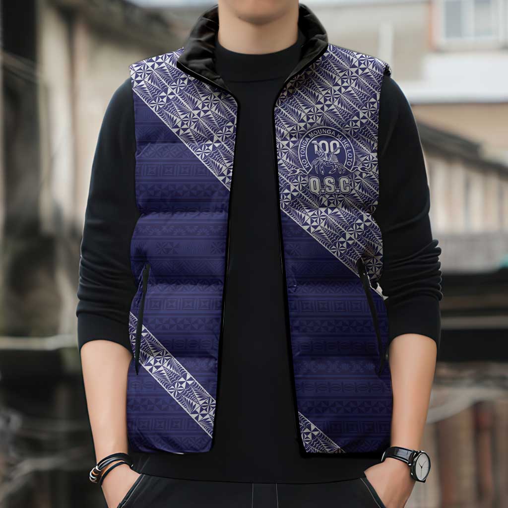 Tonga Queen Salote College Sleeveless Puffer Jacket 100 Years Anniversary Navy Color