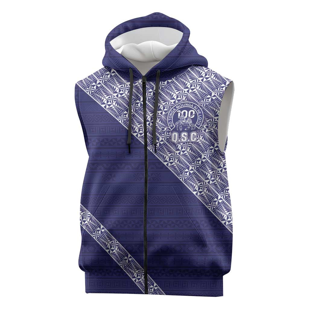 Tonga Queen Salote College Sleeveless Zip Hoodie 100 Years Anniversary Navy Color