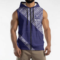 Tonga Queen Salote College Sleeveless Zip Hoodie 100 Years Anniversary Navy Color