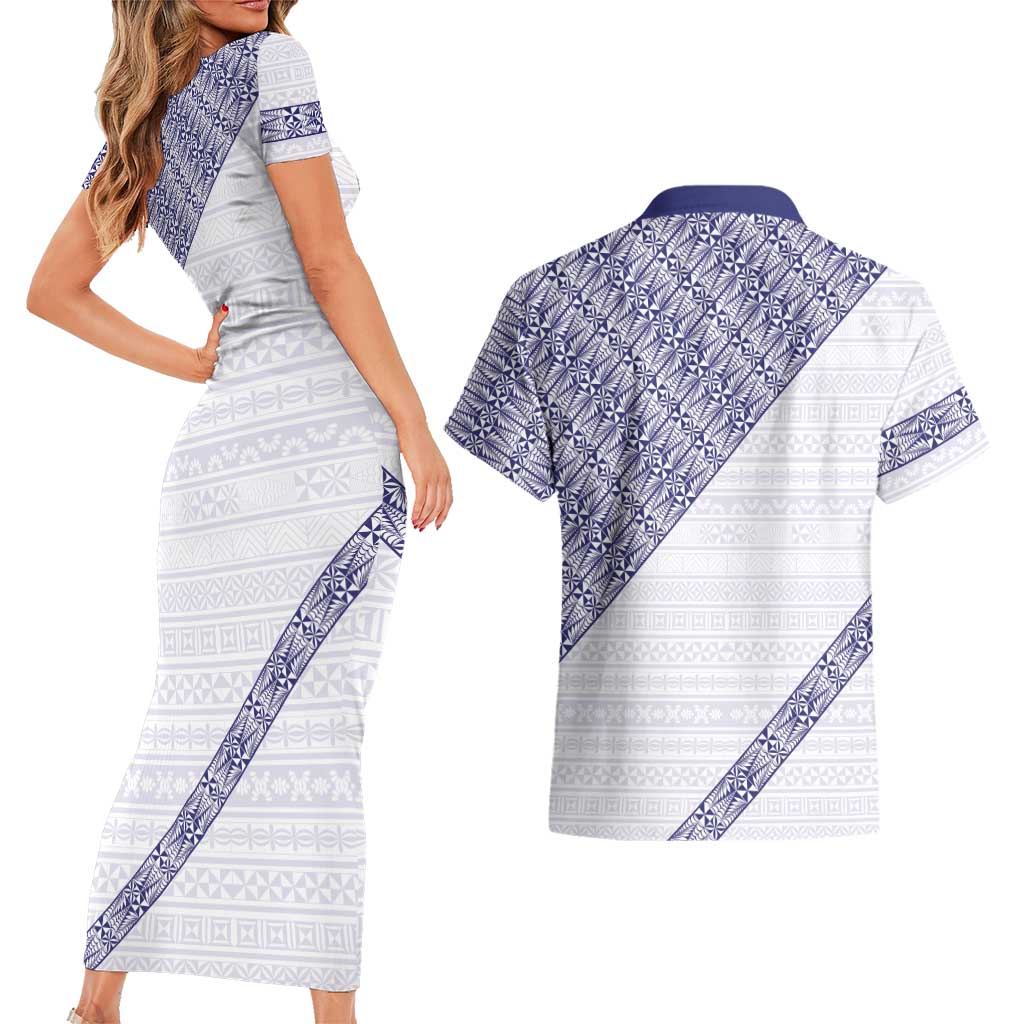 Tonga Queen Salote College Couples Matching Short Sleeve Bodycon Dress and Hawaiian Shirt 100 Years Anniversary White Color LT05 - Polynesian Pride