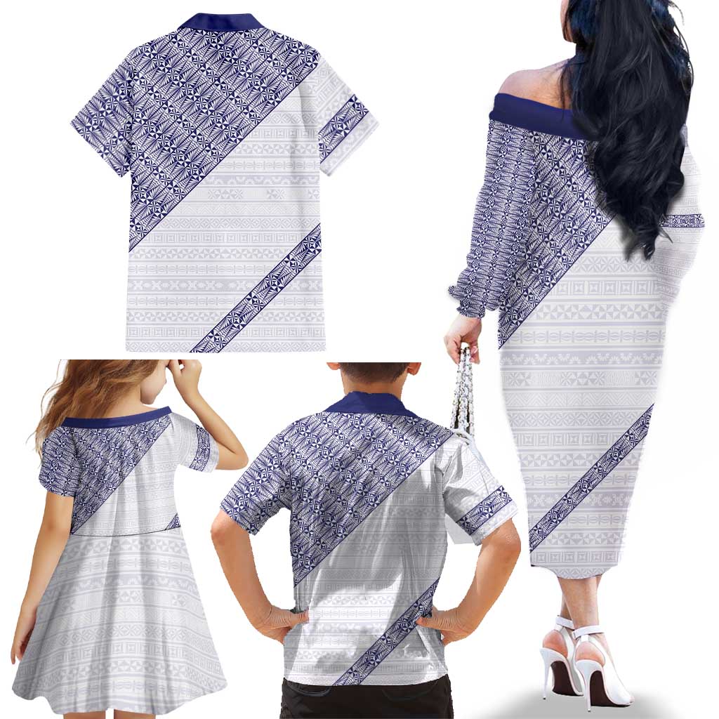 Tonga Queen Salote College Family Matching Off The Shoulder Long Sleeve Dress and Hawaiian Shirt 100 Years Anniversary White Color LT05 - Polynesian Pride