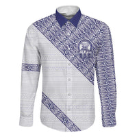 Tonga Queen Salote College Family Matching Off The Shoulder Long Sleeve Dress and Hawaiian Shirt 100 Years Anniversary White Color LT05 Dad's Shirt - Long Sleeve White - Polynesian Pride