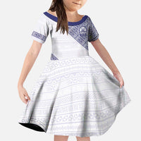 Tonga Queen Salote College Family Matching Short Sleeve Bodycon Dress and Hawaiian Shirt 100 Years Anniversary White Color LT05 Daughter's Dress White - Polynesian Pride