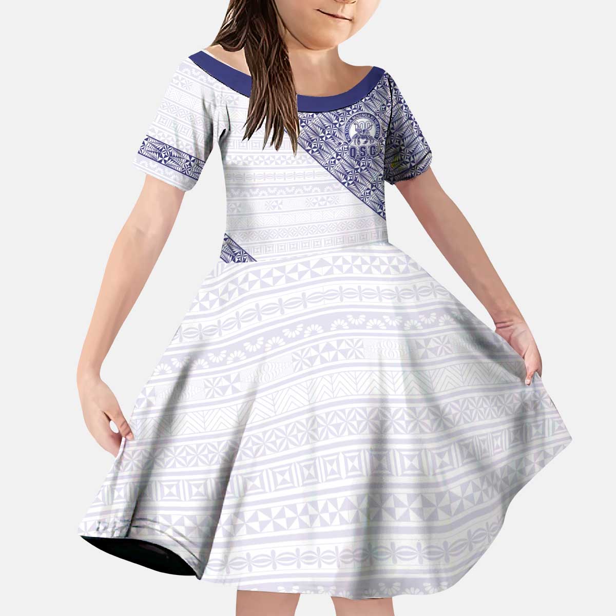 Tonga Queen Salote College Kid Short Sleeve Dress 100 Years Anniversary White Color