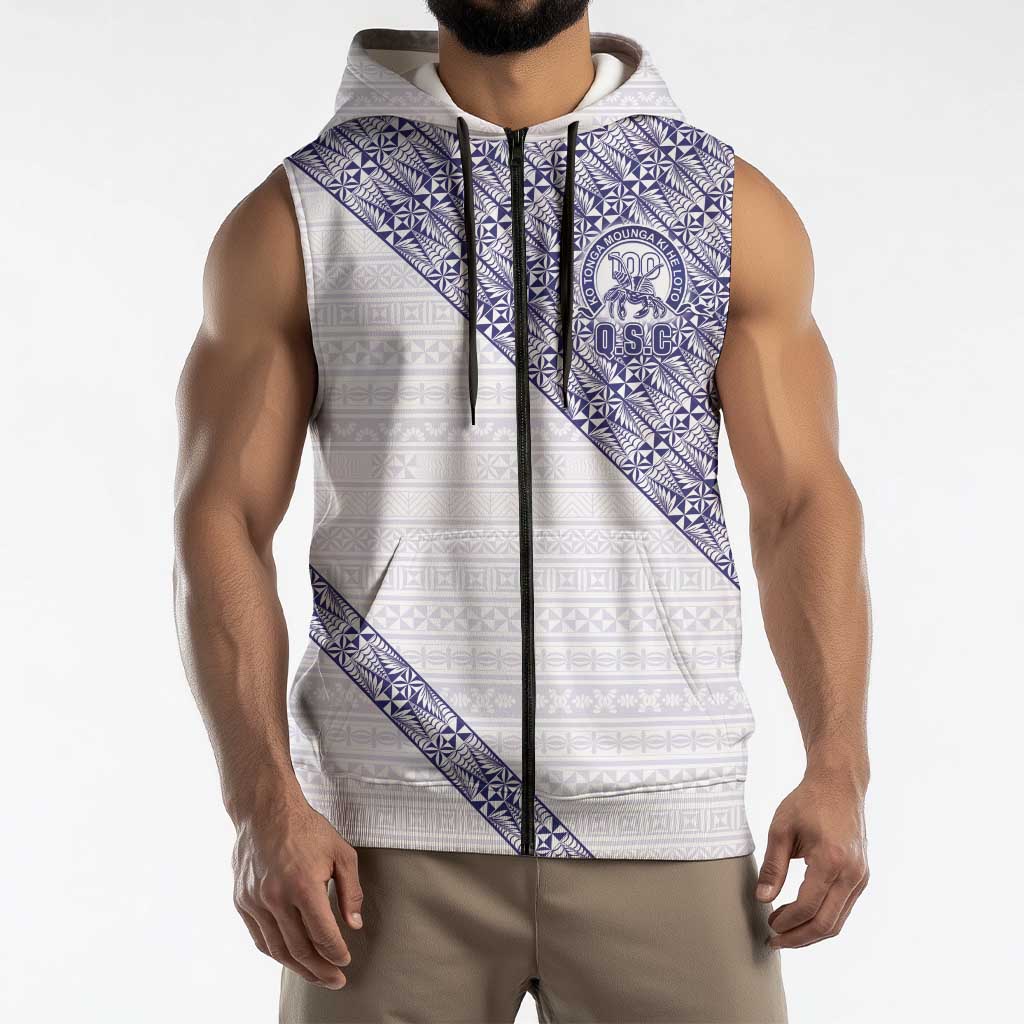 Tonga Queen Salote College Sleeveless Zip Hoodie 100 Years Anniversary White Color