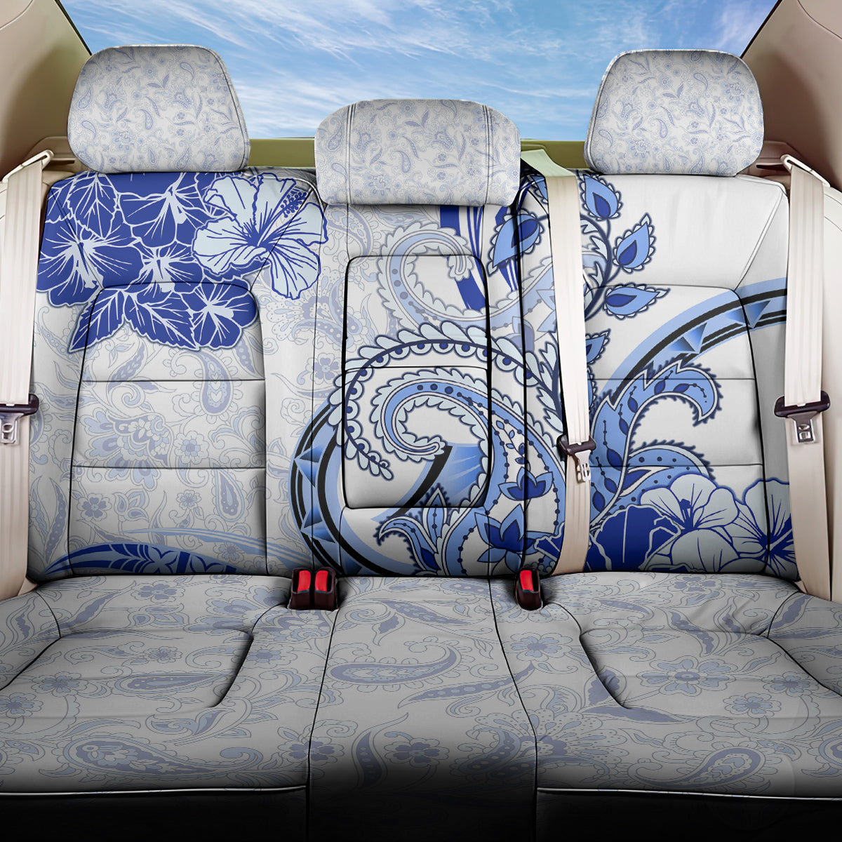 Polynesia Paisley Back Car Seat Cover Mix Navy Polynesian Pattern LT05 One Size Navy - Polynesian Pride