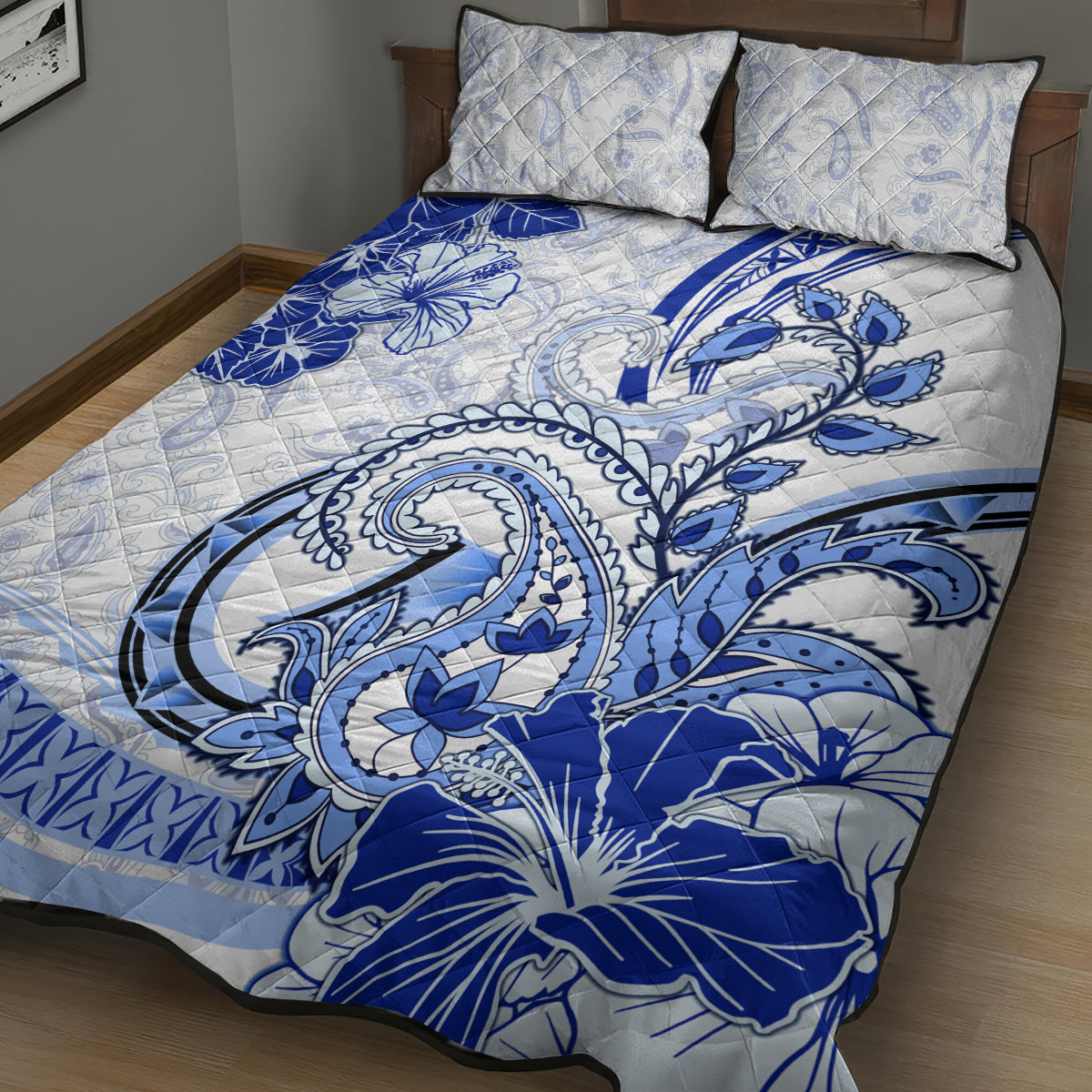 Polynesia Paisley Quilt Bed Set Mix Navy Polynesian Pattern