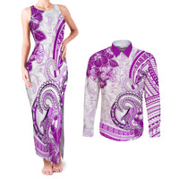 Polynesia Paisley Couples Matching Tank Maxi Dress and Long Sleeve Button Shirt Mix Pink Polynesian Pattern LT05 Pink - Polynesian Pride