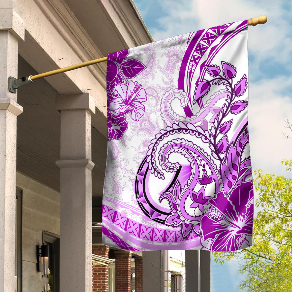 Polynesia Paisley Garden Flag Mix Pink Polynesian Pattern