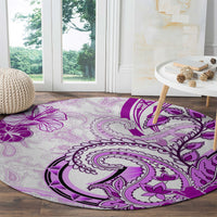 Polynesia Paisley Round Carpet Mix Pink Polynesian Pattern