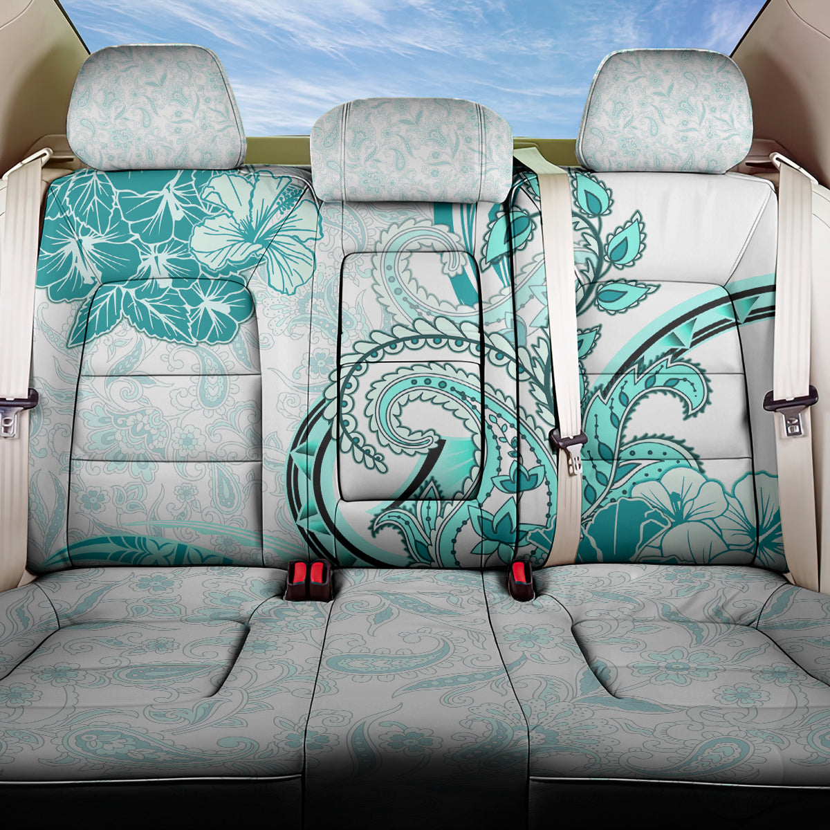 Polynesia Paisley Back Car Seat Cover Mix Teal Polynesian Pattern LT05 One Size Teal - Polynesian Pride