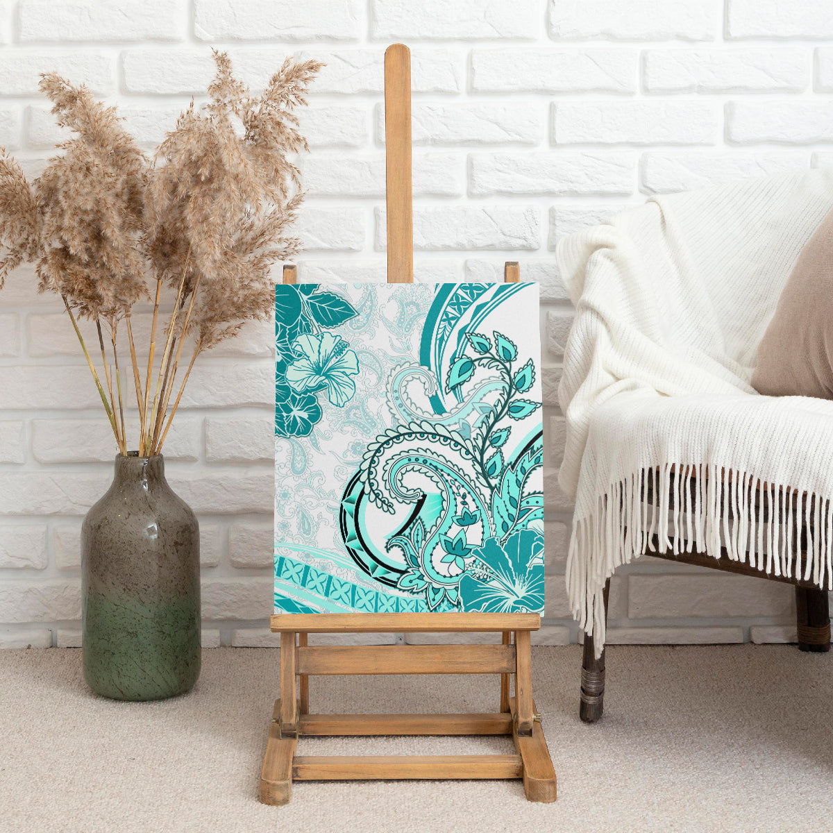 Polynesia Paisley Canvas Wall Art Mix Teal Polynesian Pattern