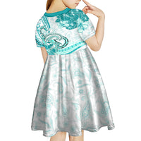 Polynesia Paisley Kid Short Sleeve Dress Mix Teal Polynesian Pattern LT05 - Polynesian Pride