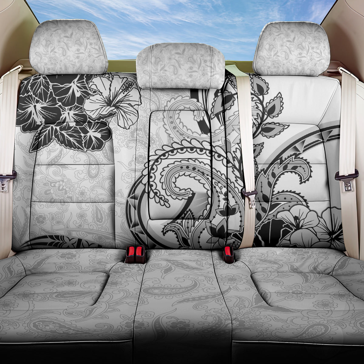 Polynesia Paisley Back Car Seat Cover Mix White Polynesian Pattern LT05 One Size White - Polynesian Pride
