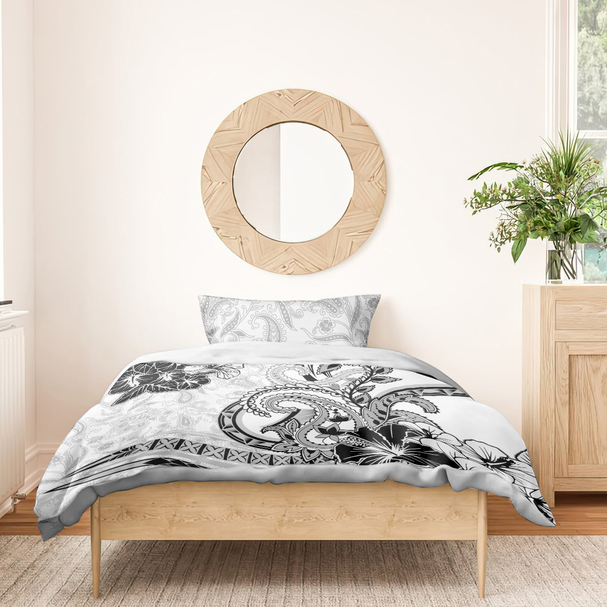 Polynesia Paisley Bedding Set Mix White Polynesian Pattern