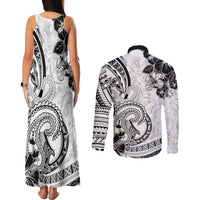 Polynesia Paisley Couples Matching Tank Maxi Dress and Long Sleeve Button Shirt Mix White Polynesian Pattern LT05 - Polynesian Pride