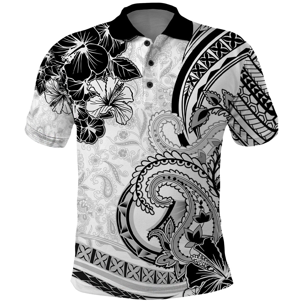 Polynesia Paisley Polo Shirt Mix White Polynesian Pattern LT05 White - Polynesian Pride