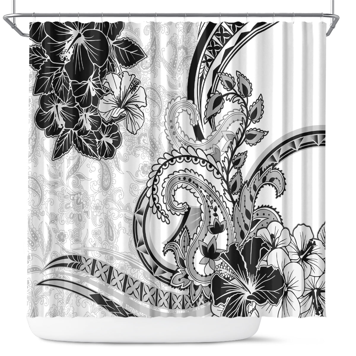 Polynesia Paisley Shower Curtain Mix White Polynesian Pattern LT05 White - Polynesian Pride