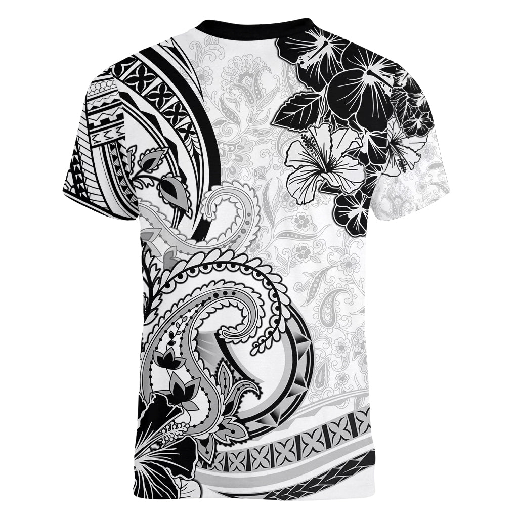 Polynesia Paisley Women V Neck T Shirt Mix White Polynesian Pattern LT05 - Polynesian Pride