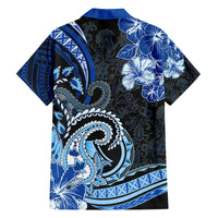 Polynesia Paisley Family Matching Off Shoulder Maxi Dress and Hawaiian Shirt Mix Blue Polynesian Pattern LT05 - Polynesian Pride