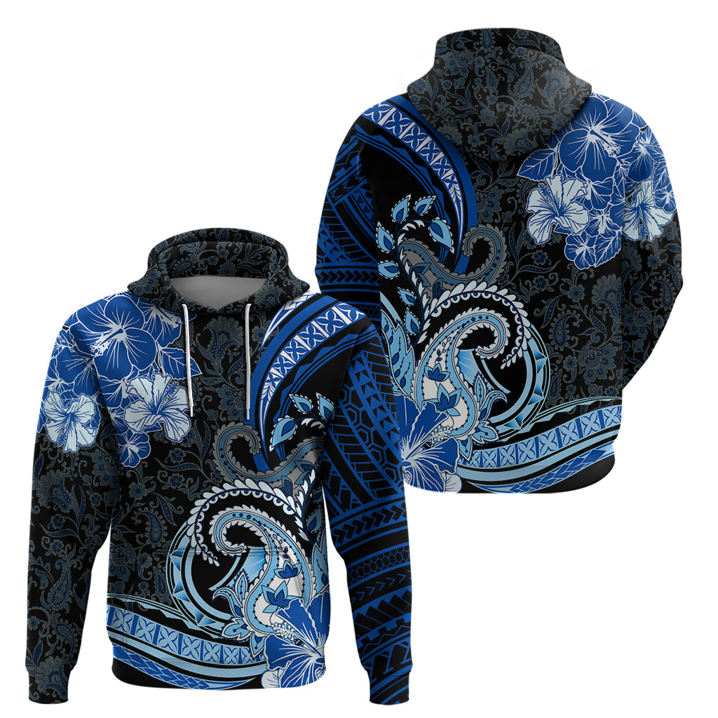 Polynesia Paisley Hoodie Mix Blue Polynesian Pattern LT05 - Polynesian Pride