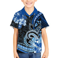 Polynesia Paisley Kid Hawaiian Shirt Mix Blue Polynesian Pattern LT05 Kid Blue - Polynesian Pride