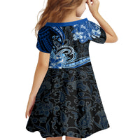 Polynesia Paisley Kid Short Sleeve Dress Mix Blue Polynesian Pattern LT05 - Polynesian Pride