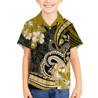 Polynesia Paisley Kid Hawaiian Shirt Mix Gold Polynesian Pattern LT05 Kid Gold - Polynesian Pride
