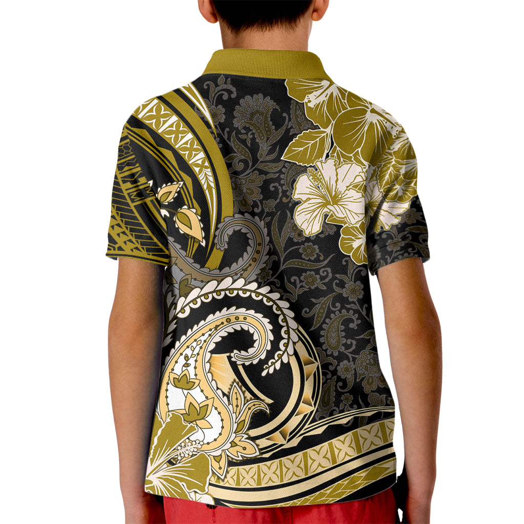 Polynesia Paisley Kid Polo Shirt Mix Gold Polynesian Pattern LT05 - Polynesian Pride