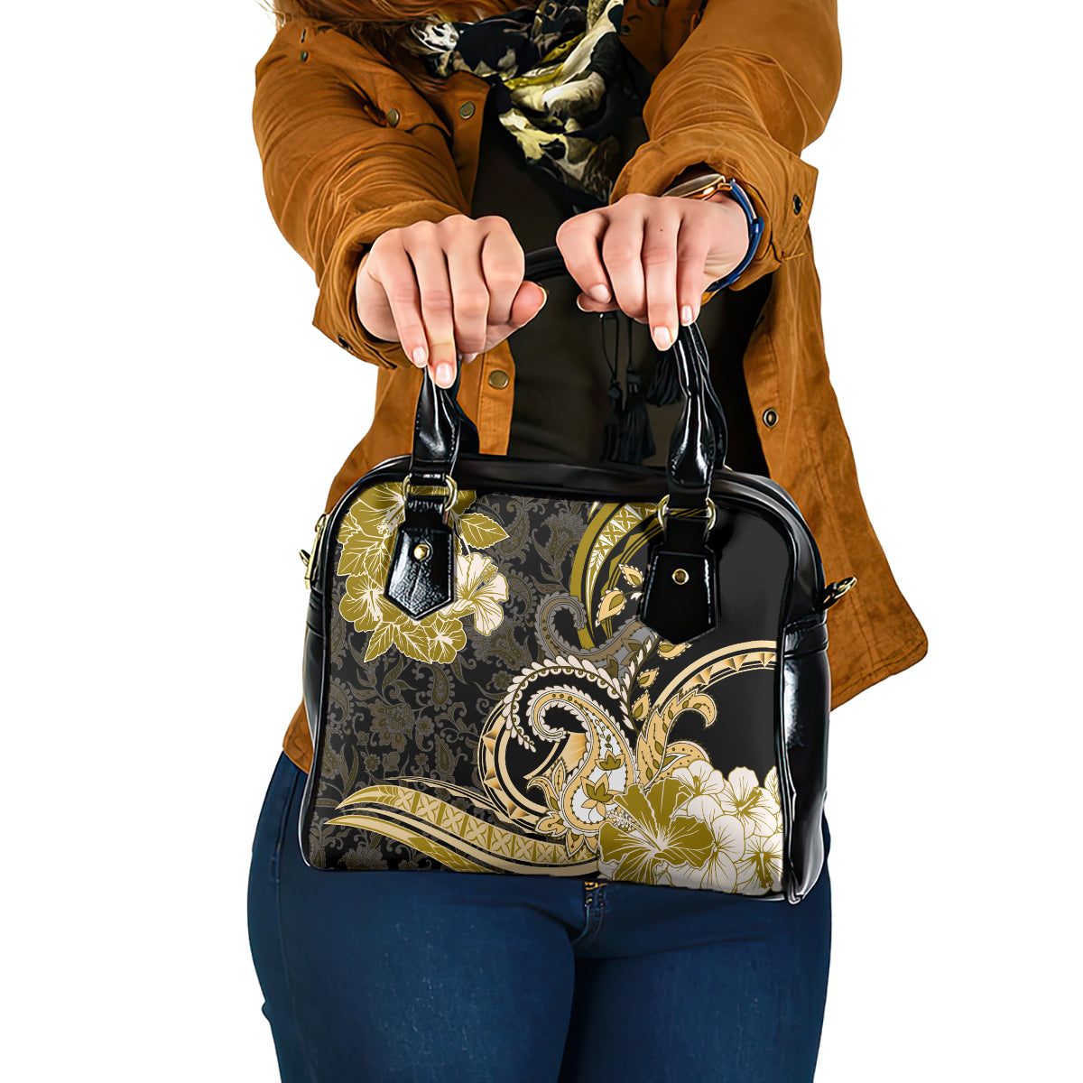 Polynesia Paisley Shoulder Handbag Mix Gold Polynesian Pattern LT05 One Size Gold - Polynesian Pride