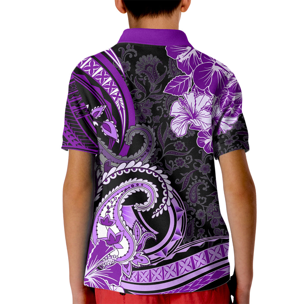 Polynesia Paisley Kid Polo Shirt Mix Purple Polynesian Pattern LT05 - Polynesian Pride