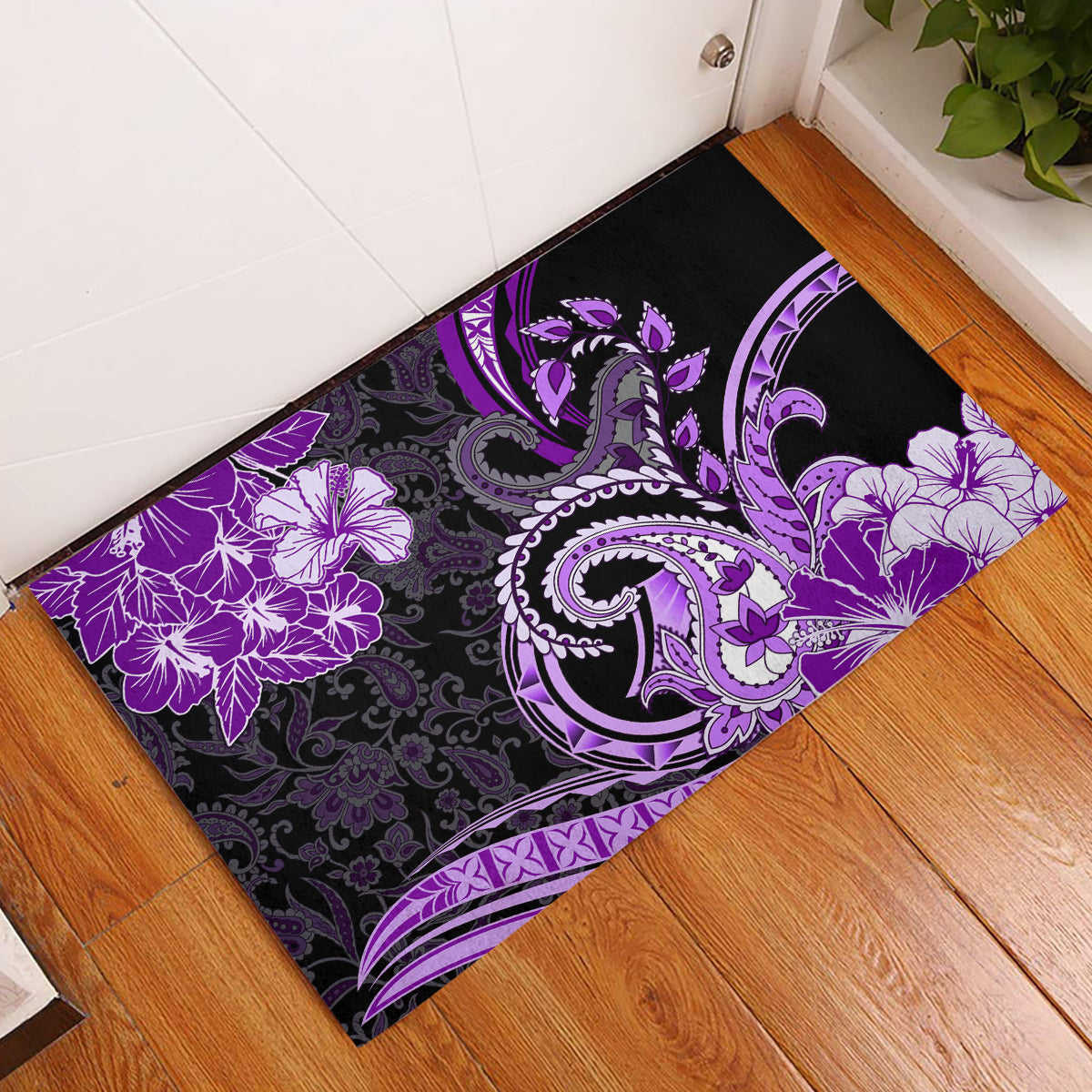 Polynesia Paisley Rubber Doormat Mix Purple Polynesian Pattern