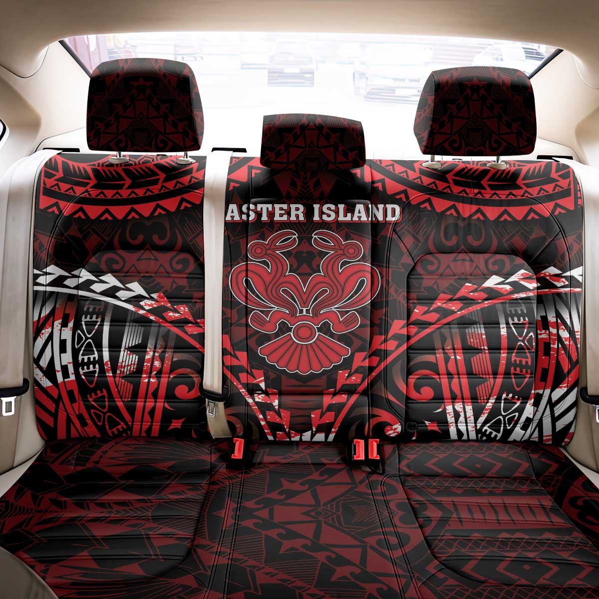 Easter Island Back Car Seat Cover Polynesian Pattern Emblem