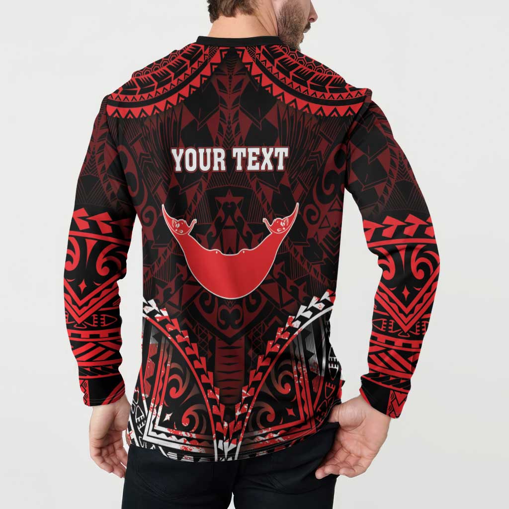 Personalised Easter Island Button Sweatshirt Polynesian Pattern Emblem