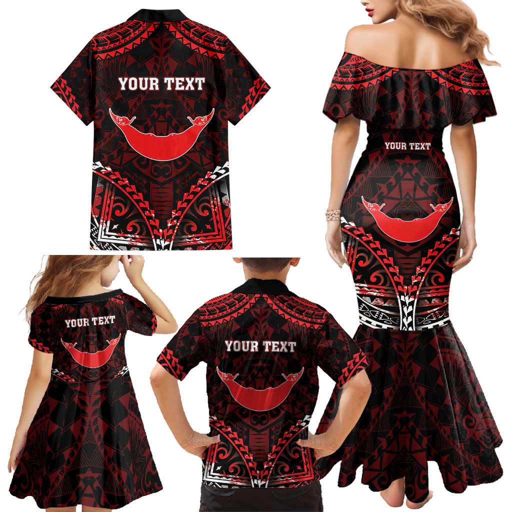 Personalised Easter Island Family Matching Mermaid Dress and Hawaiian Shirt Polynesian Pattern Emblem