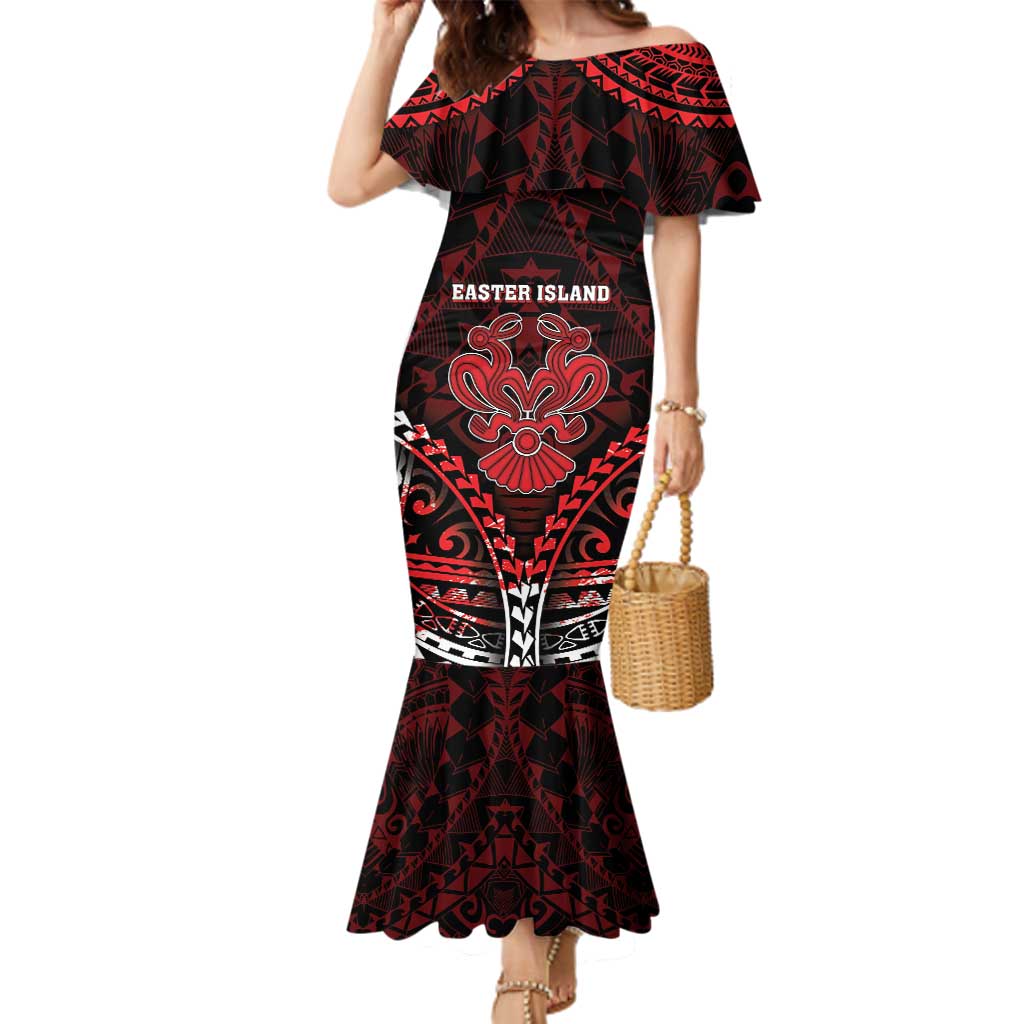 Personalised Easter Island Family Matching Mermaid Dress and Hawaiian Shirt Polynesian Pattern Emblem