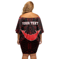 Personalised Easter Island Family Matching Off Shoulder Short Dress and Hawaiian Shirt Polynesian Pattern Emblem LT05 - Polynesian Pride