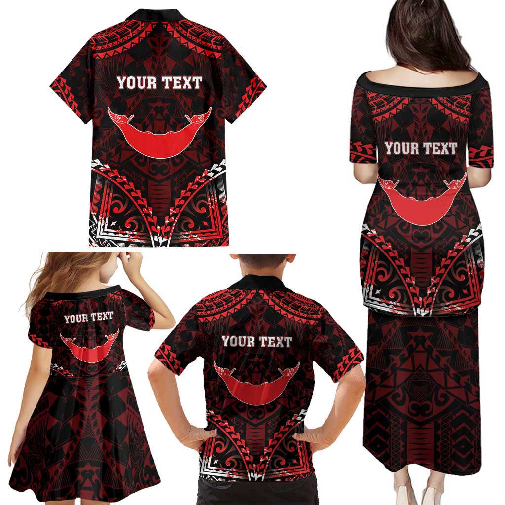 Personalised Easter Island Family Matching Puletasi and Hawaiian Shirt Polynesian Pattern Emblem