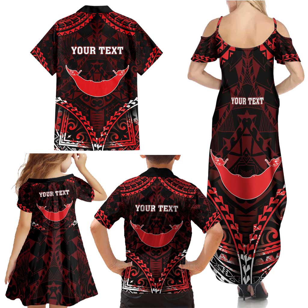 Personalised Easter Island Family Matching Summer Maxi Dress and Hawaiian Shirt Polynesian Pattern Emblem
