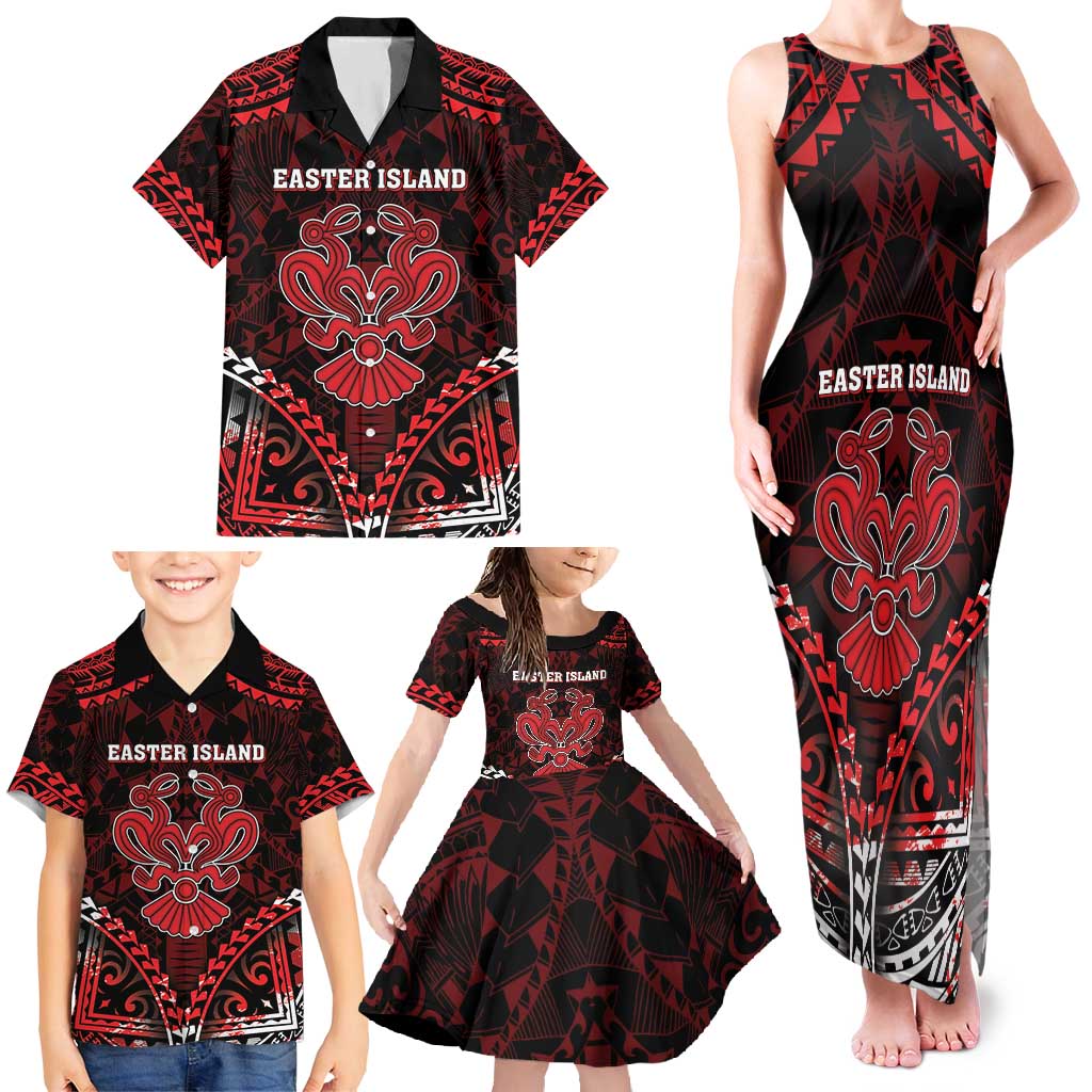 Personalised Easter Island Family Matching Tank Maxi Dress and Hawaiian Shirt Polynesian Pattern Emblem