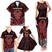 Personalised Easter Island Family Matching Tank Maxi Dress and Hawaiian Shirt Polynesian Pattern Emblem