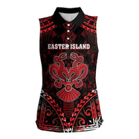 Personalised Easter Island Women Sleeveless Polo Shirt Polynesian Pattern Emblem