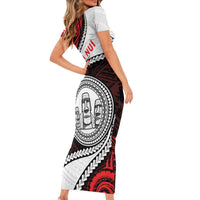 Easter Island Family Matching Short Sleeve Bodycon Dress and Hawaiian Shirt Moai Statues Polynesian Style