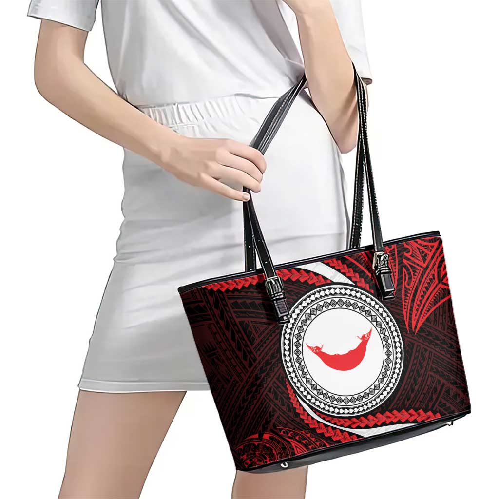 Easter Island Leather Tote Bag Moai Statues Polynesian Style