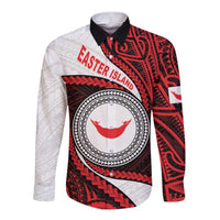 Easter Island Long Sleeve Button Shirt Moai Statues Polynesian Style