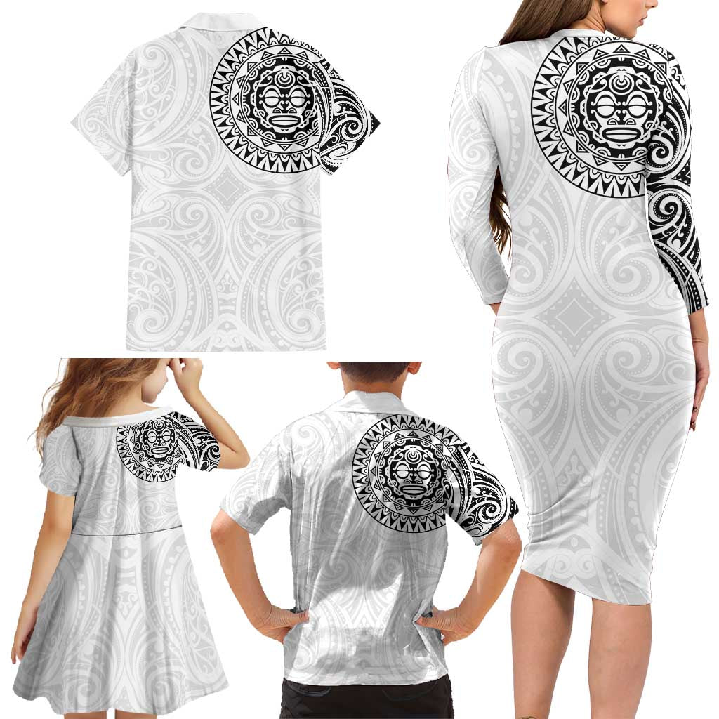 New Zealand Aotearoa Family Matching Long Sleeve Bodycon Dress and Hawaiian Shirt Maori Te Mata O Rongokako LT05 - Polynesian Pride