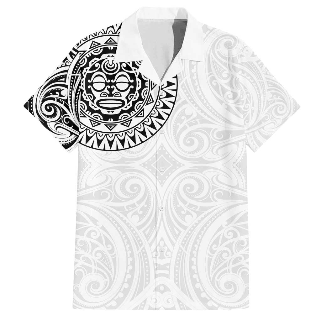 New Zealand Aotearoa Family Matching Long Sleeve Bodycon Dress and Hawaiian Shirt Maori Te Mata O Rongokako LT05 Dad's Shirt - Short Sleeve White - Polynesian Pride