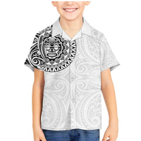 New Zealand Aotearoa Family Matching Mermaid Dress and Hawaiian Shirt Maori Te Mata O Rongokako LT05 Son's Shirt White - Polynesian Pride