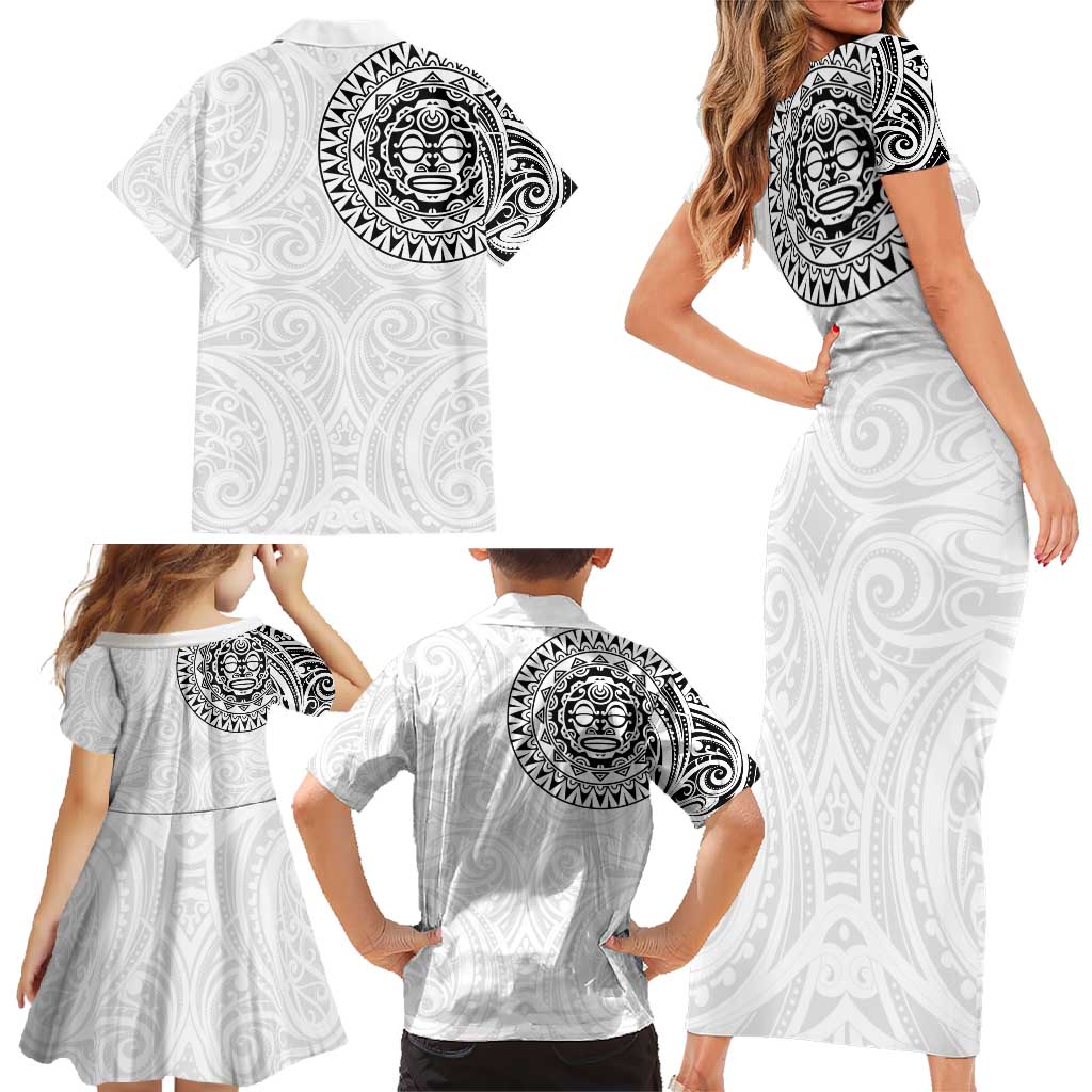 New Zealand Aotearoa Family Matching Short Sleeve Bodycon Dress and Hawaiian Shirt Maori Te Mata O Rongokako LT05 - Polynesian Pride