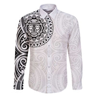 New Zealand Aotearoa Family Matching Short Sleeve Bodycon Dress and Hawaiian Shirt Maori Te Mata O Rongokako LT05 Dad's Shirt - Long Sleeve White - Polynesian Pride